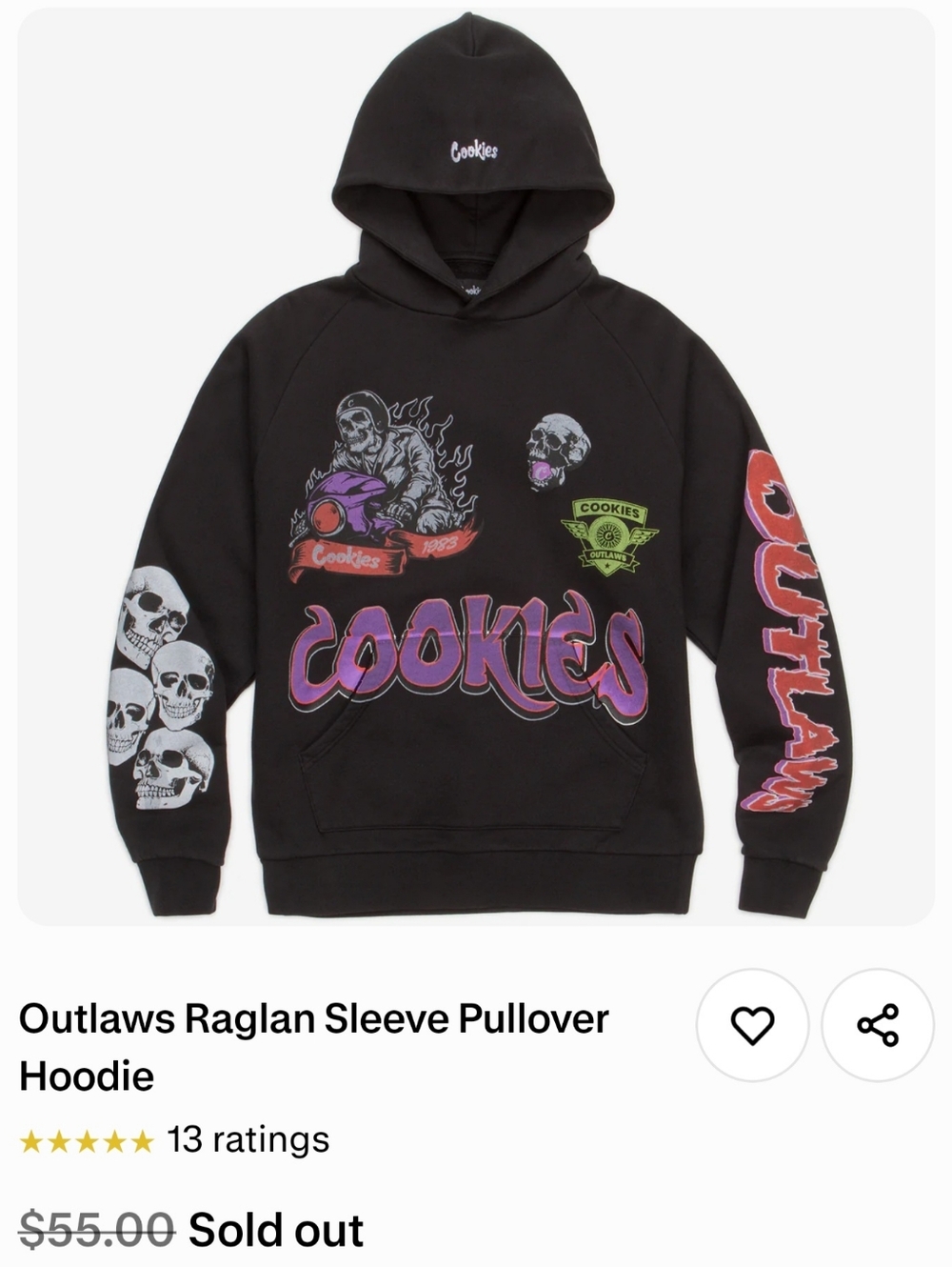 Cookies Outlaws Black Snapback Hat & Hoodie